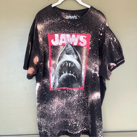 Jaws Graphic Unisex T-Shirt Custom Bleached 50th Anniversary - Picture 1 of 6
